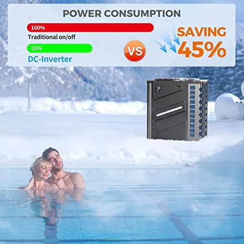 Dr Infrared Heater DR-1100HP Full DC Inverter 110,000 BTU Heat Pump Ground Swimming Pools, WiFi Smart Control via APP, Black