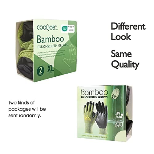 COOLJOB 2 Pairs Gardening Gloves for Women and Men, Bamboo Working Gloves Touchscreen, Grippy Nitrile Rubber Coated Work Gloves, Green/Black, X-Large Size (2 Pairs XL)