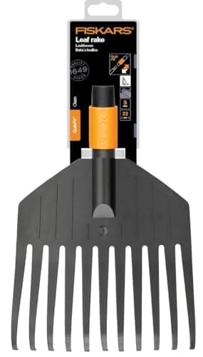 Fiskars Leaf Broom, Tool Head, Small, 11 Tines, Width: 21.3 cm, Plastic Tines, Black/Orange, QuikFit, 1000659
