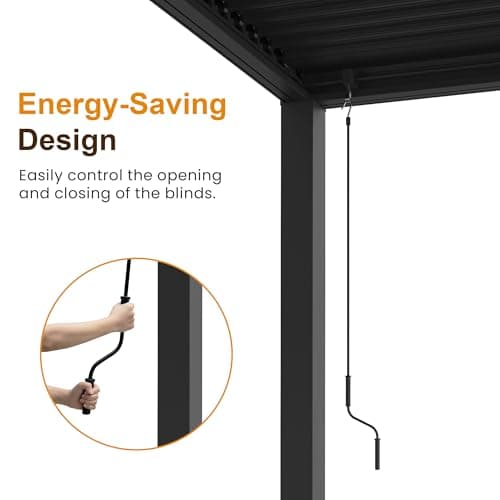 Louvered Pergola 12'x16', Full Aluminum Outdoor Pergola with Adjustable Rainproof and Gutter System, Hardtop Gazebo for Patio, Deck, Garden, Yard, Black