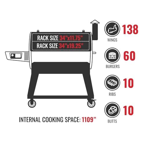 recteq Pellet Smoker Grill Flagship 1100, Wood Pellet Grill Smoker, Outdoor Grills & Smokers, Wi-Fi enabled, 1100 Sq. In. Cooking Area, 40 lbs Hopper