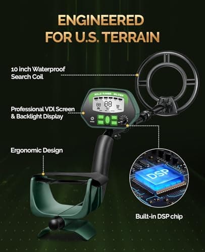Metal Detector for Adults Professional - IP68 Waterproof Metal Detector, High Accuracy, A-M, Disc, Notch & Pinpoint Modes, Bigger LCD Display, 10” Waterproof Search Coil, New Advanced DSP Chip