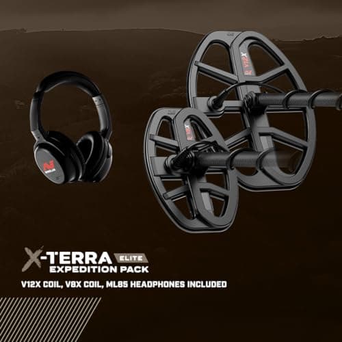 MINELAB X-Terra Elite Expedition, Waterproof, All Terrain Coin & Treasure Metal Detector, Multi-IQ Precision Targeting, Included V8X Coil, V12X Coil, ML85 Headphones, and Charging Cable