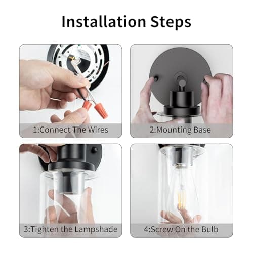 Black Wall Sconce Light: Modern Wall Sconces Indoor, LED Wall Light Fixtures with E26 Base and Clear Glass Shade, Sconces Wall Lighting for Hallway, Bedroom, Living Room, and Mirror