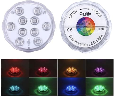 Submersible LED Lights Remote Control Battery Powered, RGB Multi Color Changing Waterproof Light for Pool, Vase Base, Spa, Aquarium, Pond, Hot Tub, Decoration, Party, 2-Pack