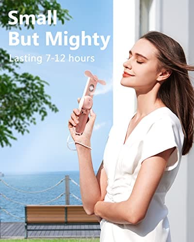 SWEETFULL Portable Misting Fan, Handheld Personal Mister, Mini Spray Water Mist, Kids Women Fan For Travel, Outdoors, Hiking, Camping, Home Office (Pink)