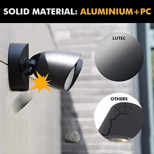 LUTEC 6222B-D2D 2500 Lumen 32 Watt Dusk to Dawn Dual-Head Flood Light Outdoor Waterproof Exterior Security Floodlight Light, Full Metal Design for Patio, Garden, Yard-Black