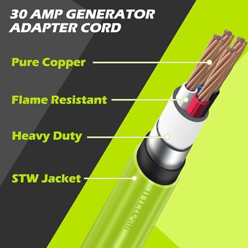 30 Amp to 4 Prong Generator Adapter Cord, Generator Transfer Switch Adapter Cord, NEMA TT-30P Male to L14-30R Female, Generator to House Adapter Cord, 30 Amp 10 Gauge STW