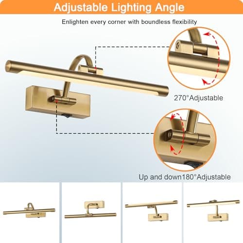 Wireless Picture Lights for Wall Rechargeable, Battery Operated Art Light for Paintings, 3CCT Dimmable, 15.7" Brass Finish with Remote, Rotatable Gallery Light for Pictures Display