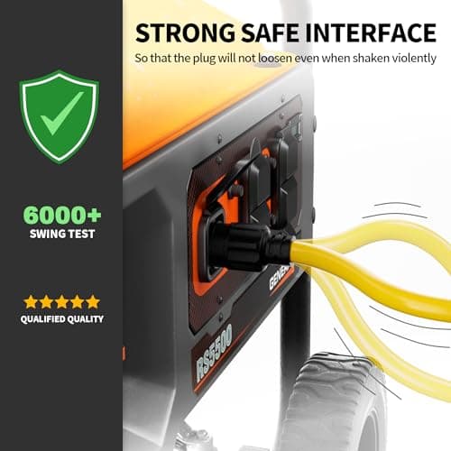 30-Amp Generator Extension Cord (35 Feet) 4-Prong 125/250V 7500W, NEMA L14-30P/L14-30R,10 Gauge STW Locking Power Cord for Transfer Switch, Portable Generators,Yellow 35ft Generator Cable