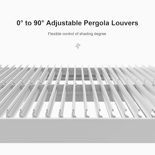 PURPLE LEAF Outdoor Louvered Pergola 12' x 14' White Aluminum Pergola Modern Shade Gazebo with 2 Independently Adjustable Rainproof Hardtop for Patio Garden Yard