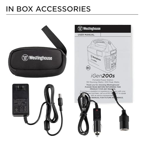 Westinghouse 194Wh 300 Peak Watt Portable Power Station & Solar Generator, Modified Sine Wave AC Outlet, Backup Lithium Battery for Camping, Home, Travel, Indoor/Outdoor Use (Solar Panel Not Included)