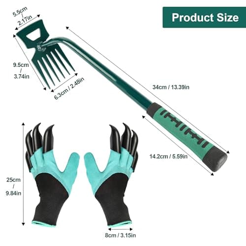Weeding Artifact Uprooting Weeding Tool Claw Gloves Kit, 6 Teeth Dual Purpose Weed Puller, for Yard Farm Gardening Cultivating Loosening Weeding Mulching Planting Steel Hand Weeder