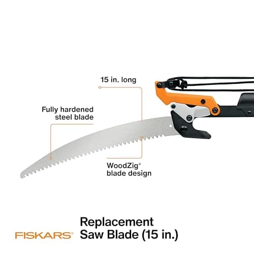 Fiskars Pole Saw Blade Replacement for Fiskars Pruning Saws and Tree Pruners, 15" Blade with Woodzig Chainsaw-Style Tooth Design