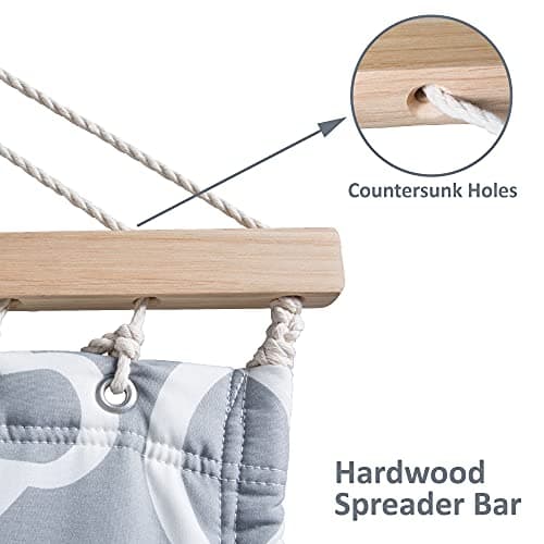 SUNCREAT 55 Inch Extra Large Double Hammock with Stand, 475lbs Capacity, Outdoor Portable Hammock with Hardwood Spreader Bar, Extra Large Pillow, Grey