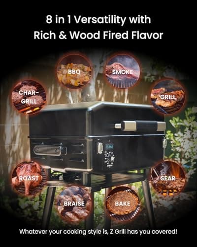 Z GRILLS 200A Portable Wood Pellet Grill & Smoker, Tabletop Wood Pellet Smoker with PID V2.0 Controller, Meat Probes, 202 sq.in Cooking Area, Fit for RVs, Road Trips & Apartments