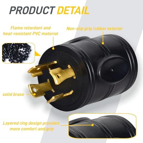 30 amp rv Power Adapter 4 Prong Twist Lock Plug Heavy Duty Converter L14-30P to TT-30R 125/250V 30A Male Plug to 30A Female Receptacle for Generator Caravan RV Camper