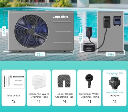 30000 BTU Swimming Pool Heater Pump Pool Heater For Above Ground Pool 120V 8000 Gallon Inground Pool Heater Spa Heating or Cooling WiFi Control Schedule