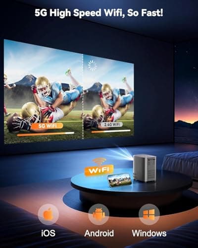 [One-Button Focus] Projector with WiFi and Bluetooth, 4K Outdoor Projector with Carry Bag, Portable Movie Projector with Zoom Function, Home Theater Projector for Phone/TV Stick/PC