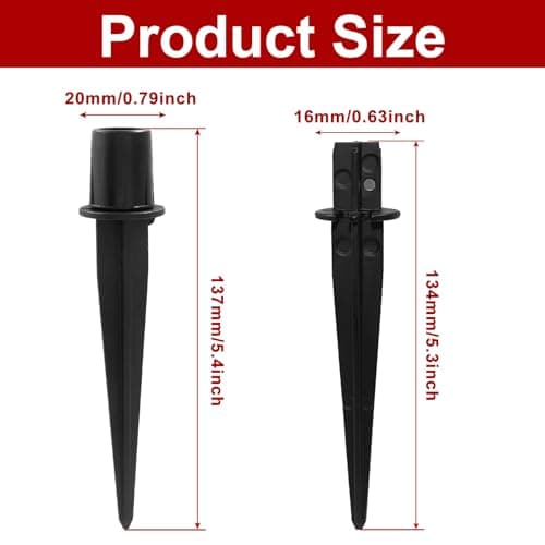 8 Pcs Solar Light Stakes Replacement, Black Metal Stakes, Pathway Lights Spike for Yard, Garden (0.79 Inch External Diameterx 5.4 Inch Height)