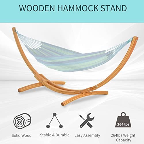 Outsunny 10.6' Wooden Hammock Stand Universal Garden Picnic Camp Accessories, 264lbs, Natural