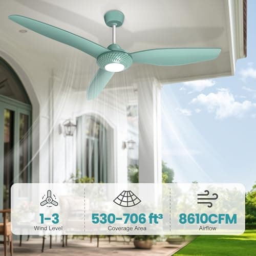 Outdoor Ceiling Fan Light for Gazebo with Battery, 52" Solar Ceiling Fan with Adjustable Thermostat & 2pcs 30W Bifacial Panels for Patios, Porch, Barn, Shed