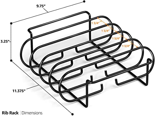 Sorbus® Non-Stick Rib Rack - Porcelain Coated Steel Roasting Stand – Holds 4 Rib Racks for Grilling & Barbecuing - Perfect BBQ Accessories for Smoker and Grill - Durable and Convenient Design (Black)