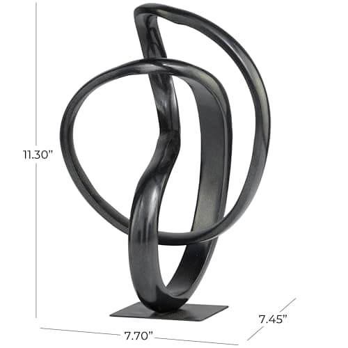 Deco 79 Aluminum Metal Abstract Decorative Sculpture Home Decor Statue, Accent Figurine 8" x 7" x 11", Dark Gray