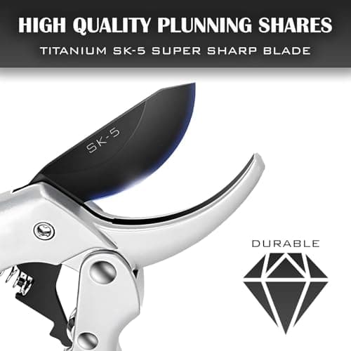 Ratchet Pruning Shears for Gardening Heavy Duty SK5 Japanese Steel Titanium coated Blades 3X Easier Cutting Ideal for Weak Hands & Arthritis. Anvil Pruner, Secateurs, Hedge Shears, Best Garden Gifts