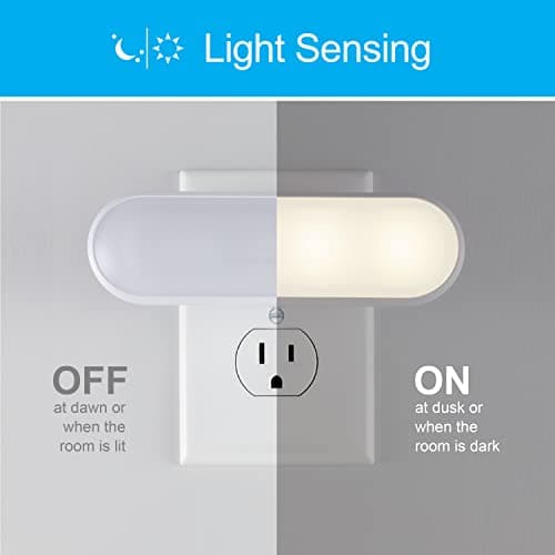 GE Ultrabrite LED Light Bar Night Light, 100 Lumens, 4 Pack, Dusk-to-Dawn Sensor, Auto/On/Off Switch, Plug-in, Ideal for Dark Spaces, Bedroom, Bathroom, Kitchen, Hallway, Garage, White, 62459