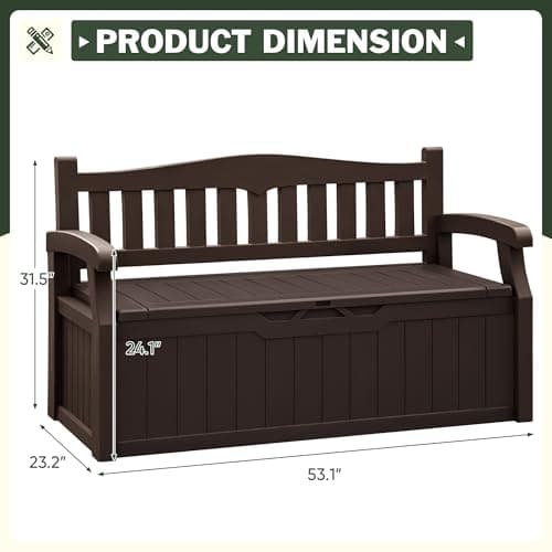 Flamaker 80 Gallon Storage Bench Outdoor Indoor, Durable All-Weather Seating with Hidden Storage, Lockable Deck Box for Garden, Patio, Poolside (Brown)