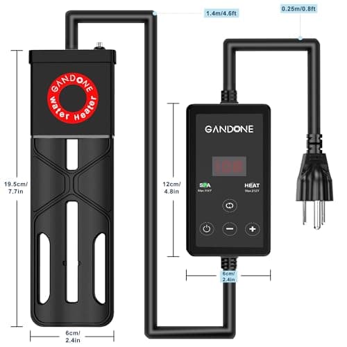 Dual Spa Water Heater, Portable Hot Tub Immersion Water Heater Cast Aluminum Submergible mit Temperature Sensor and Digital Display for Bathtub