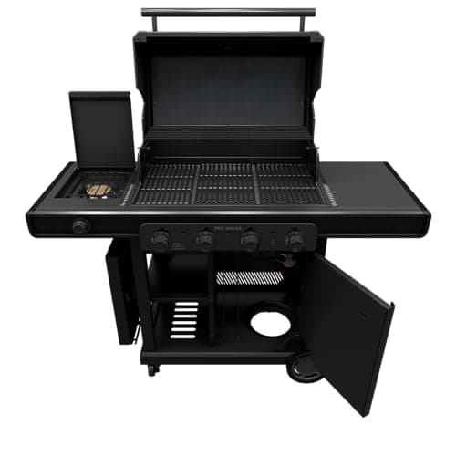 Char-Broil® Pro Series™ with Amplifire™ Infrared Technology 4-Burner Propane Gas Grill Cabinet with Side Burner, Black - 463281024
