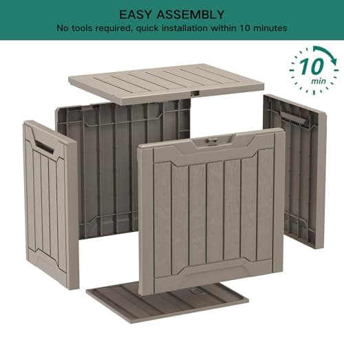 YITAHOME Outdoor Resin Storage Box 31 Gal, Water-resistant Patio Deck Box Outdoor Storage Box for Pillows, Garden Equipment, Securely Lockable, Light Brown