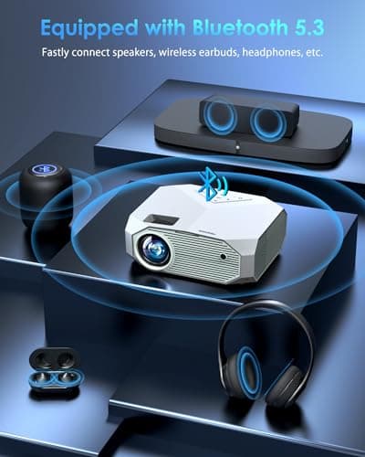 YOWHICK 4K Projector with WiFi and Bluetooth, 20000L Native 1080P Outdoor Portable Movie Projector, Smart Video Projector, 50% Zoom/400" Display, Compatible with HDMI/USB/PC/TV/PS5/DVD/Android/iOS