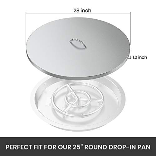 Stanbroil 28" Stainless Steel Fire Pit Cover Fits 25" Inch Round Drop-in Fire Pit Pan and 24" Round Flat Fire Pit Pan