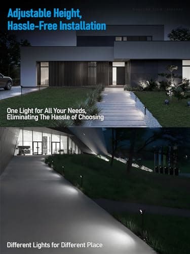 LEONLITE LED Solar Powered Motion Sensor Pathway Lights, Battery Powered Outdoor Solar Landscape Lights, Walkway Light for Yard Garden Lawn, All Night Long Lighting 6500K Pure White, Pack of 4