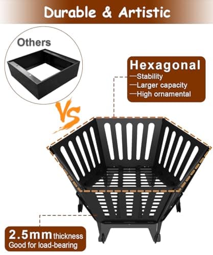 22.5 Inch Portable Plug Fire Pit for Camping, Detachable Outdoor Wood Burning Firepit with Carrying Bag for Outside Patio Heating, Picnic, Bonfire and BBQ, Vertical Hollow Style