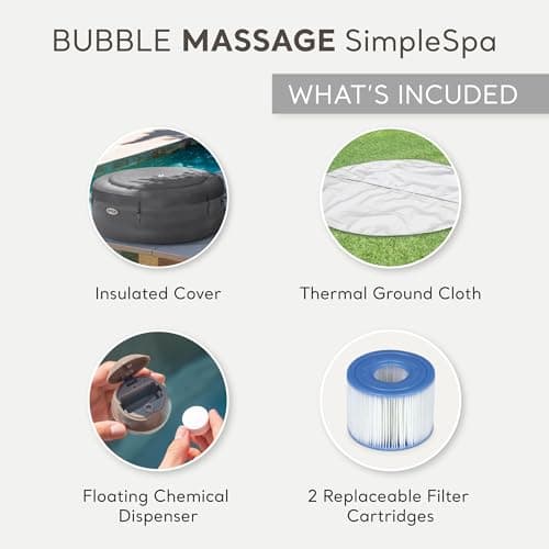 INTEX SimpleSpa Inflatable Hot Tub, 6 Person Bubble Massage Spa with Built-in Pump and Energy Efficient Cover