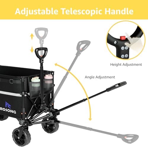 Collapsible Wagon Cart with Wheels Foldable - Folding Utility Heavy Duty Wagons Carts for Grocery Sports Garden Shopping Camping