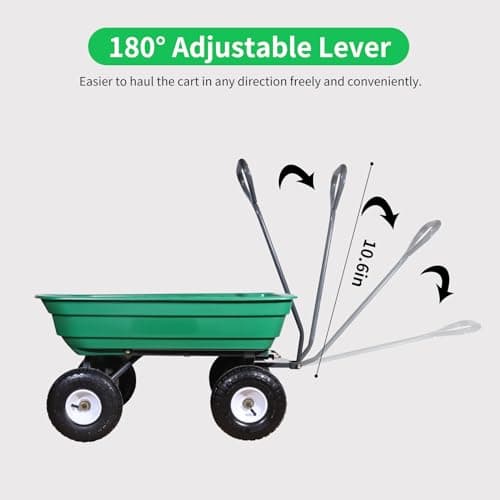 AAIN 600 Lbs Poly Garden Dump Cart,Camping Beach Wagon with 180° Rotating Handle and 10"Pneumatic Tires,Practical Heavy Duty Yard carts and Wagons,Quick Release Utility Wheel Barrow Trolley,Green A078
