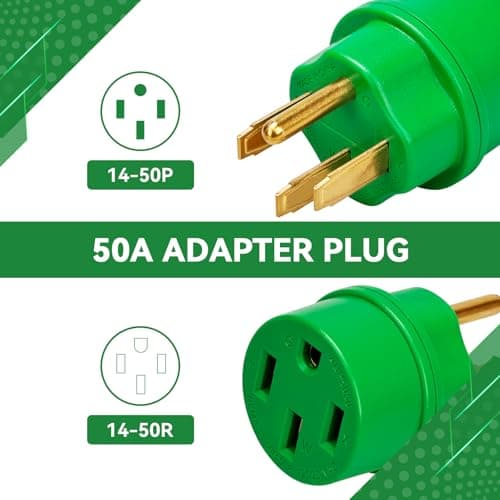 NEMA 14-50P to NEMA 14-50R Generator Adapter Plug, 50Amp 4 Prong Connector,125V/250V 50Amp Generator Cord Extension Plug
