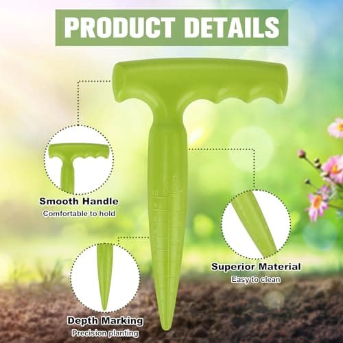6.9 inch Bulb Planter Tool Plastic Sow Dibbler with Handle Garden Hand Dibber Garden Seed Tool for Sowing Seeds Planting Bulbs Digging (Light Green)