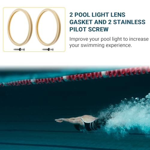 (1 Set) 8 3/8" Pool Light Lens Gasket and Stainless Pilot Screw - Exact Replacements for Pentair 79101600Z and 79104800 - Compatible with Pentair IntelliBrite, AmerLite, and SAM Amerlite Lights