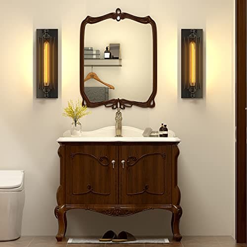 Licperron Sconces Wall Lighting, Industrial Black Wall Sconces Antique Light Fixtures for Bedside, Bar, Restaurant, Hallway, Indoor&Outdoor Wall Decor, E26 & E27 Bar Lights, UL Approval, 2 Pack