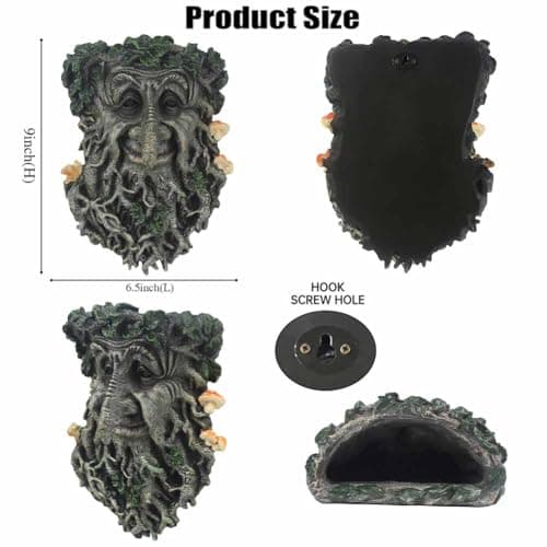 Tree Face Sculpture, Flower Planter Pot Hand-Painted Greenman Tree Face Garden Decoration for and Home Décor