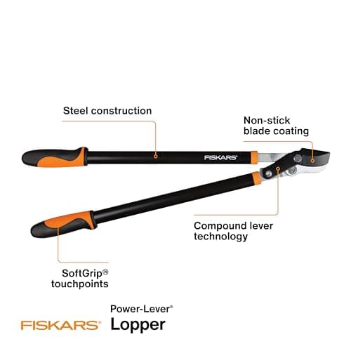 Fiskars 28-Inch Power-Lever Garden Bypass Lopper and Tree Trimmer, Sharp Precision-Ground Steel Blade for Cutting Branches up to 1.75-Inch Diameter