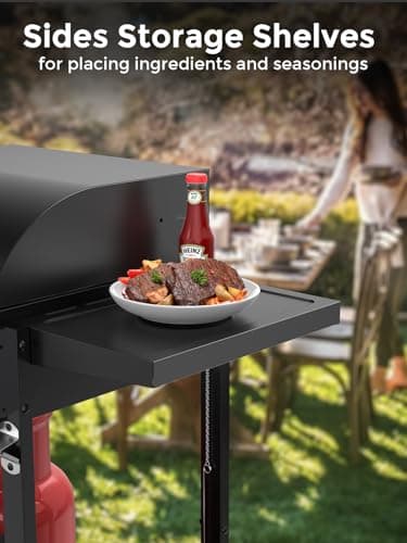 Cowsar 2 Burner BBQ Propane Gas Grill, Stainless Steel 20000 BTU, Equipped with Sides Burner and 4 Wheels for Easy Mobility, Ideal for Outdoor Kitchens and Backyard Patio Barbecues