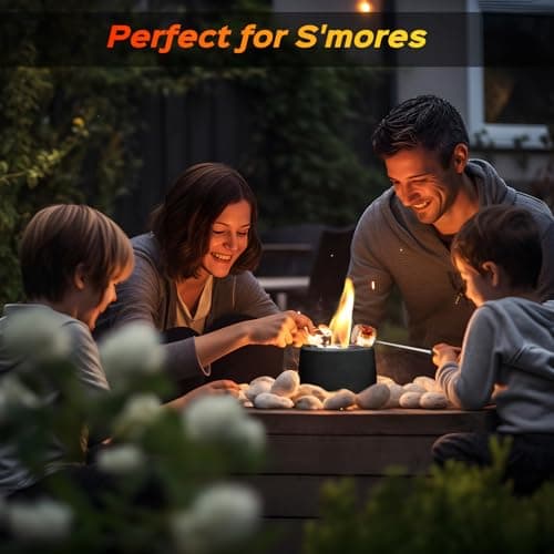 Tabletop Fire Pit, Round Concrete Smokeless Smores Fire Pit Table Top as Smores Maker Kit for Indoor & Patio Decor, Gifts for Women Mom Her Wedding Housewarming Christmas Birthday White Elephant Gifts