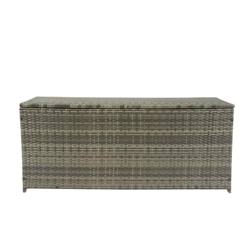 Rattan Outdoor Storage Box with Waterproof Liner, Portable Dual-Purpose Patio Deck Box & Side Table